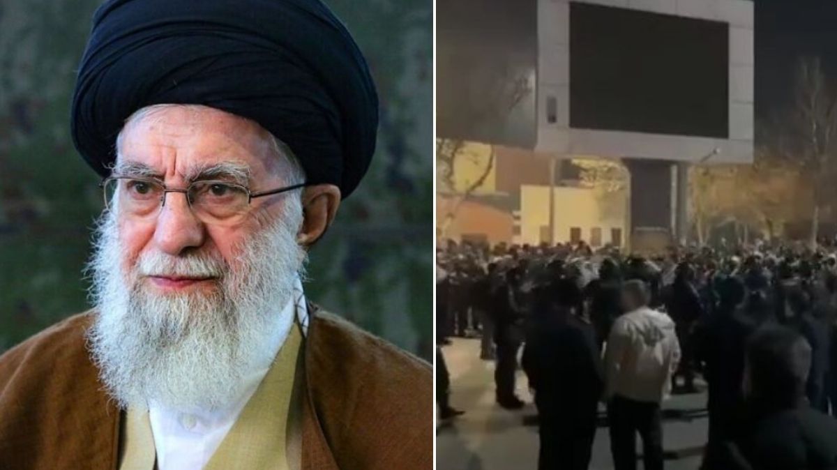 ईरान में तख्तापलट के लिए सड़कों पर उतरते प्रदर्शनकारी और जलते हुए सरकारी वाहन।