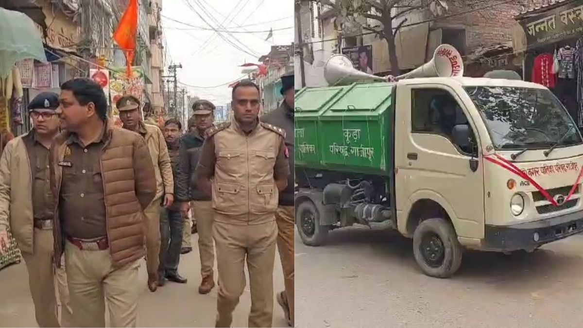 गाजीपुर शहर के बाजारों और सड़कों पर अतिक्रमण हटाने के अभियान की तैयारी, पुलिस और नगर पालिका की संयुक्त टीम।