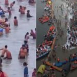 त्रिवेणी संगम पर पवित्र स्नान, लाखों श्रद्धालुओं की भीड़